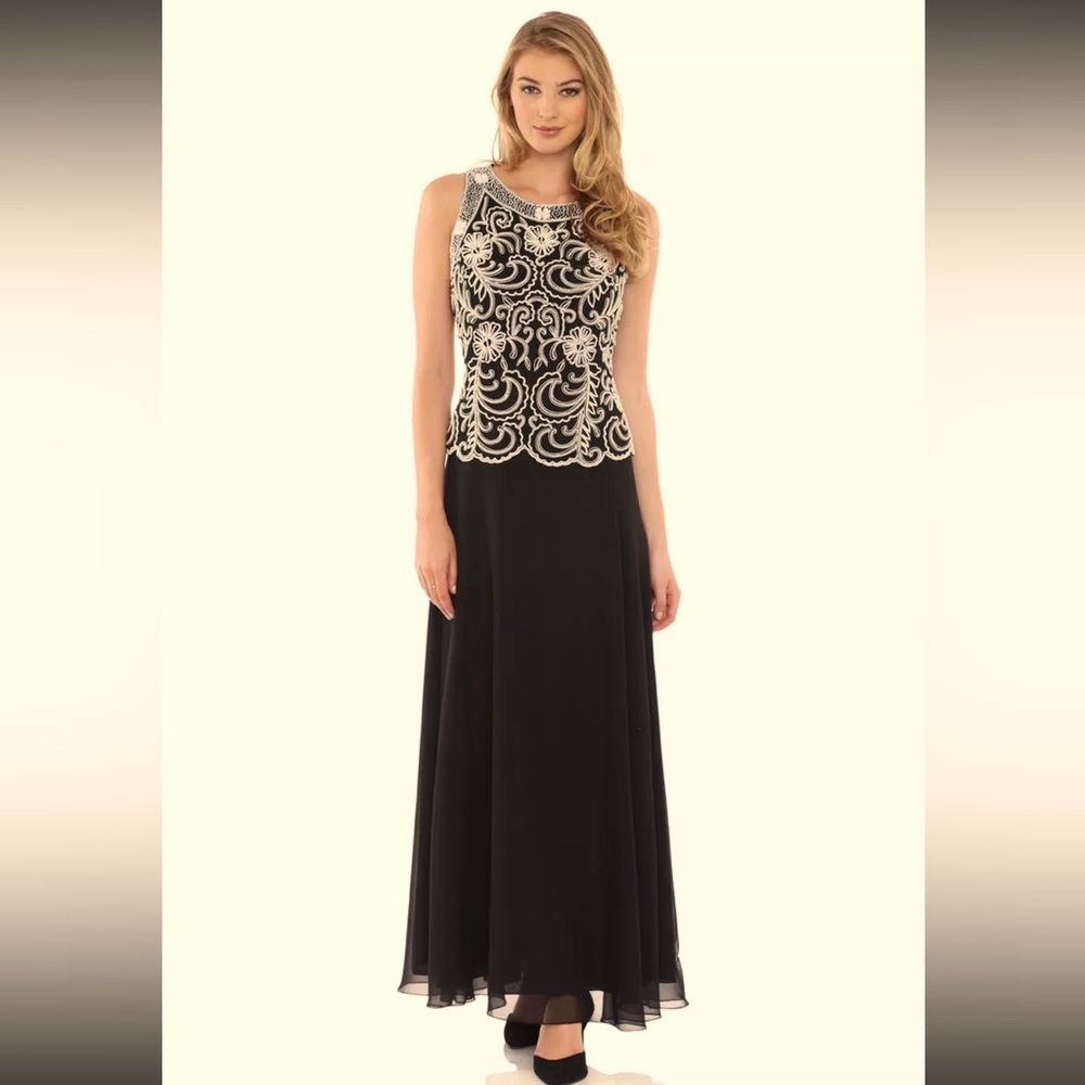 J Kara Black and Gold Sleeveless Bateau Gown Wedding